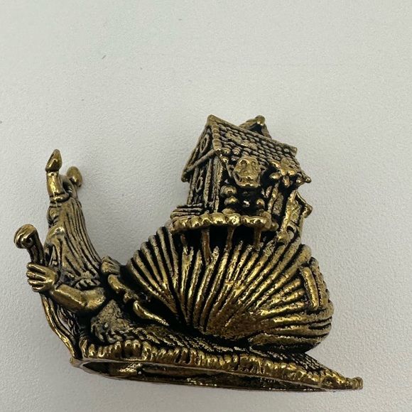 Brass Snail with House and Creature Miniature Figurine Statue - Picture 8 of 10